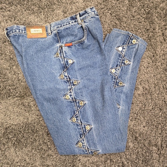 Lawman Denim - Lawman Western Rodeo High Rise Bareback Blue Jeans Womens 15/16 Vintage 90s